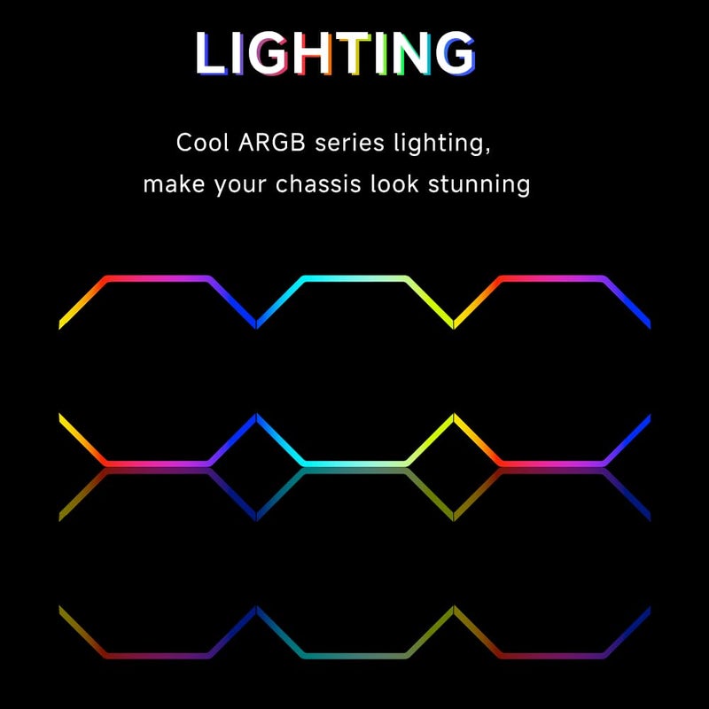 Jungle Leopard Galaxy 120mm PC Case Fan, ARGB and PWM Cooling Fans PC, Axle Core Double Ring CD Pattern Module Computer Fans, Daisy-Chain 5V RGB Fan (Black 3 Pack) - Image 3